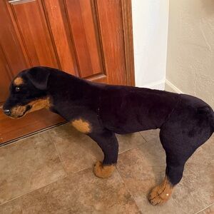 Life size Realistic Plush Rottweiler Stuffed Dog Black and Brown RARE 36” Toy
